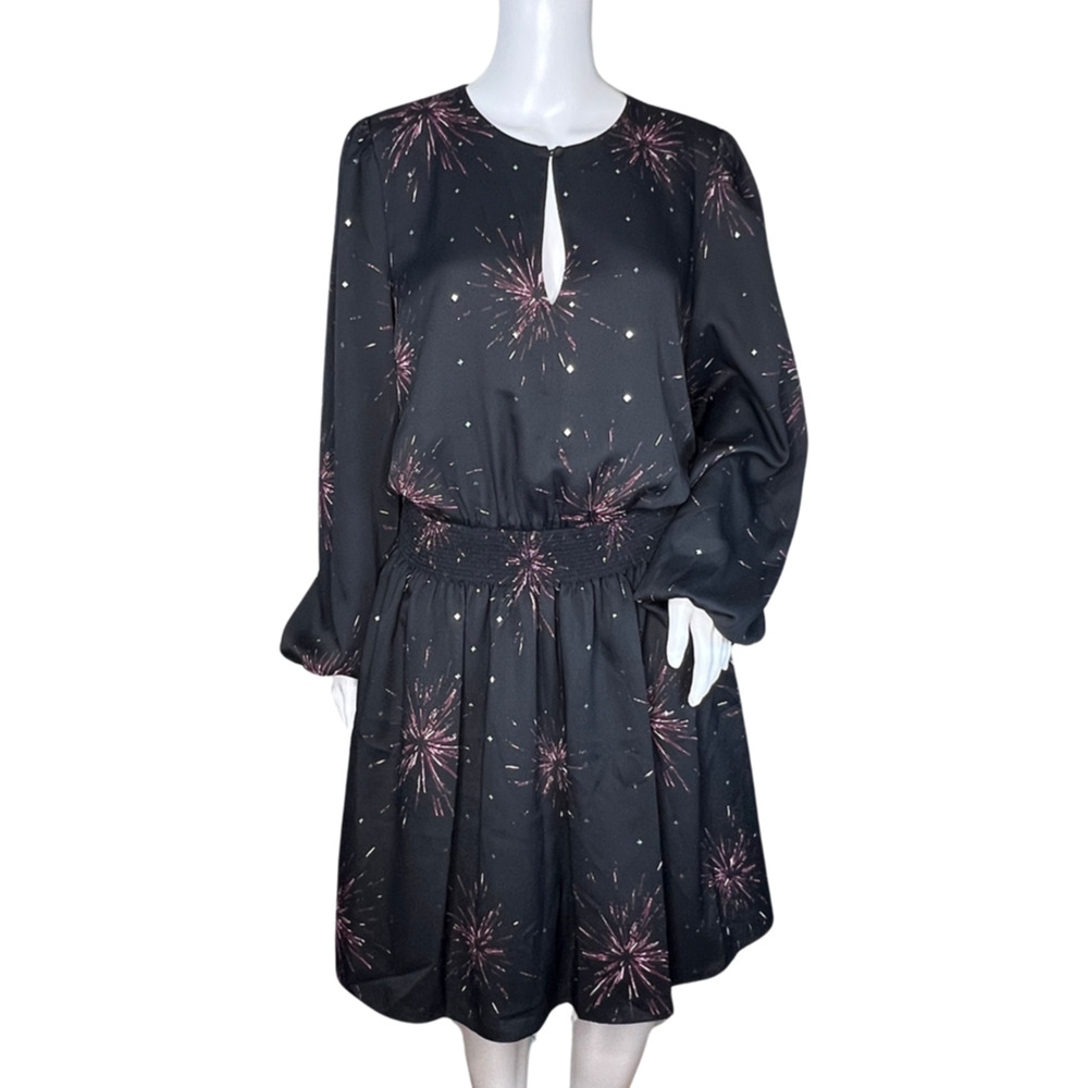 Joie Dress Women Medium Black Pink Ramla Keyhole Fireworks Festive Party Holiday